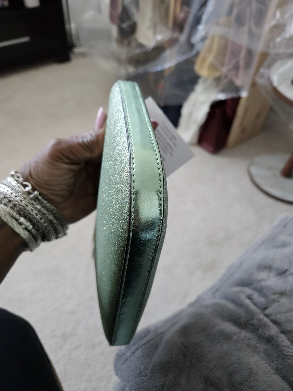 Kate Spade Green Glitter Chain Shoulder Bag